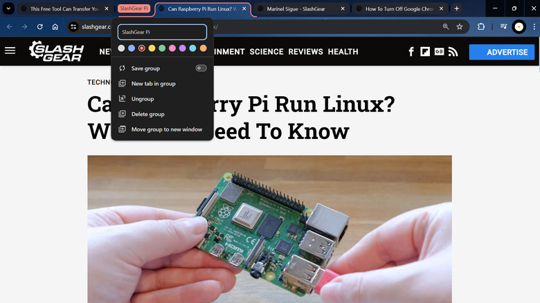 tab groups in Google Chrome