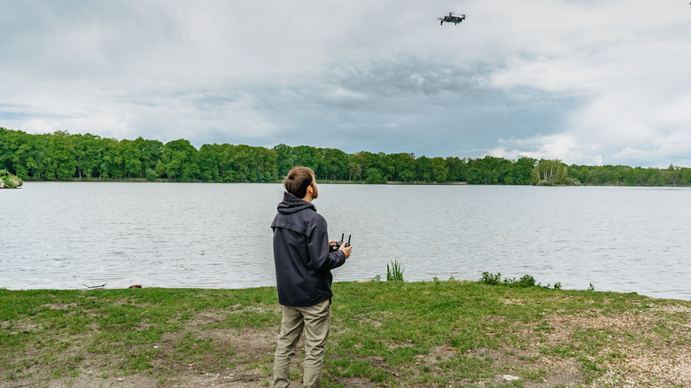 Man flying drone