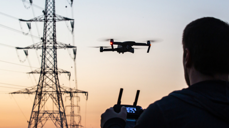 man using a drone