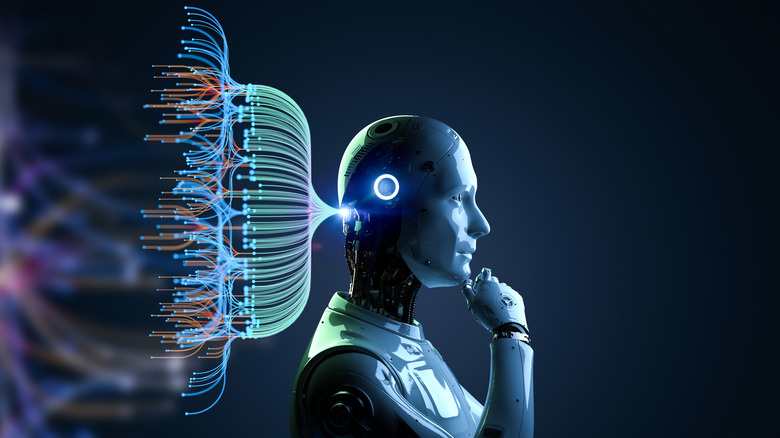 robot with thinking tree behind head