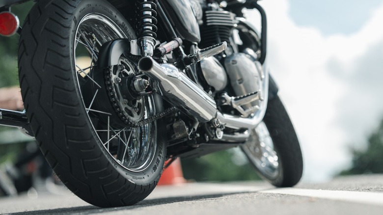 Close up of motorcycle tires