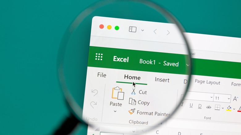 magnifying glass over Excel sheet