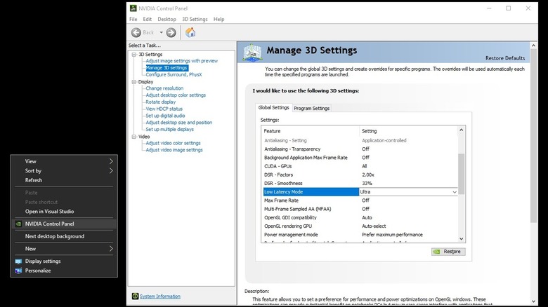 Nvidia Control Panel Manage 3D Settings