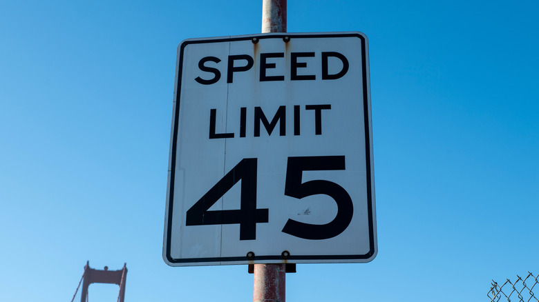 45 miles per hour speed limit sign
