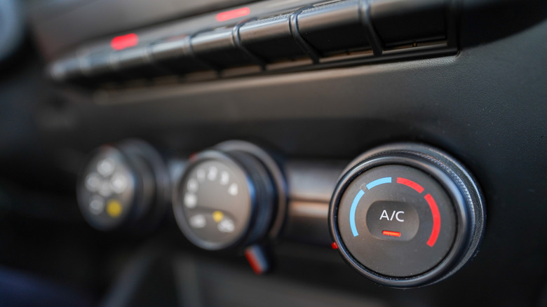 Air conditioning controls in a car