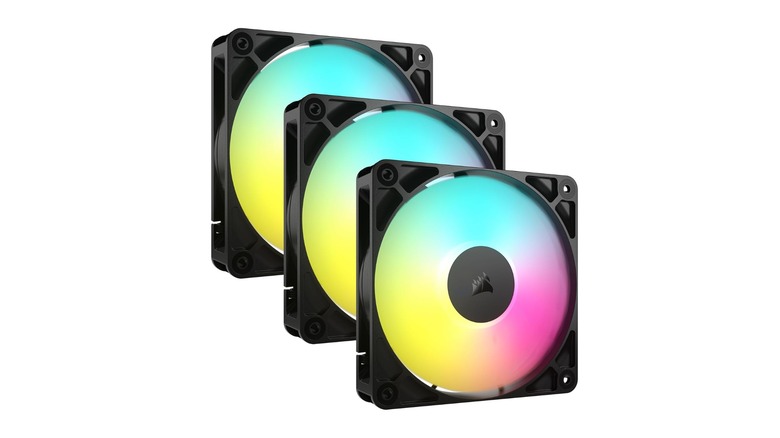Corsair RS120 RGB fans on a white background