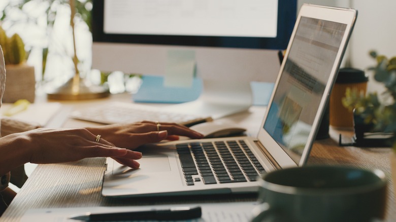 Woman using laptop