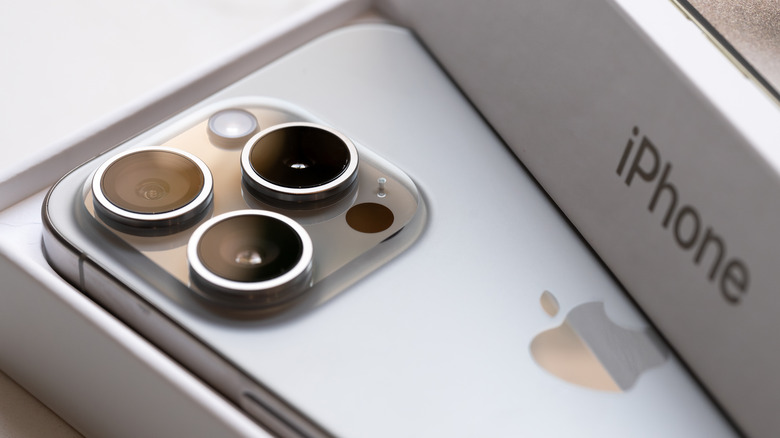 Close up shot of the iPhone 15 Pro's cameras