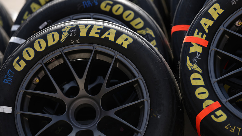 Goodyear tires at the NASCAR Cup Series Food City 500 at Bristol Motor Speedway on April 13, 2025.