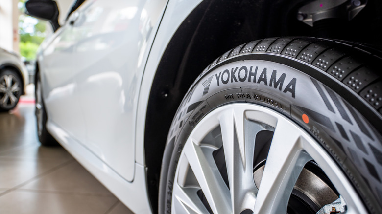 Yokohama tires shown on a dealership floor