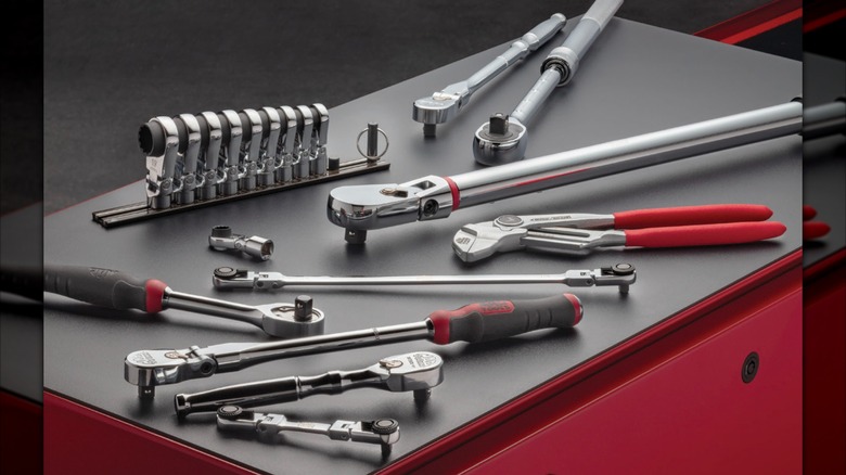 Assortment of Mac Tools on a tool chest