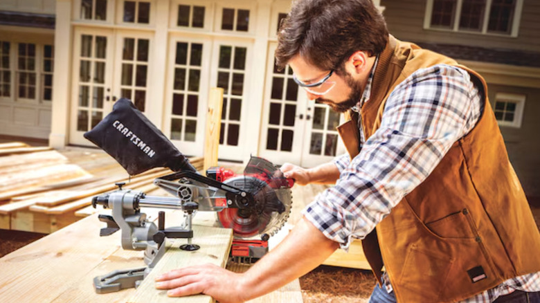 Craftsman miter saw in use
