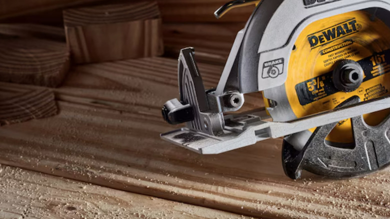 DeWalt circular saw being used on wood