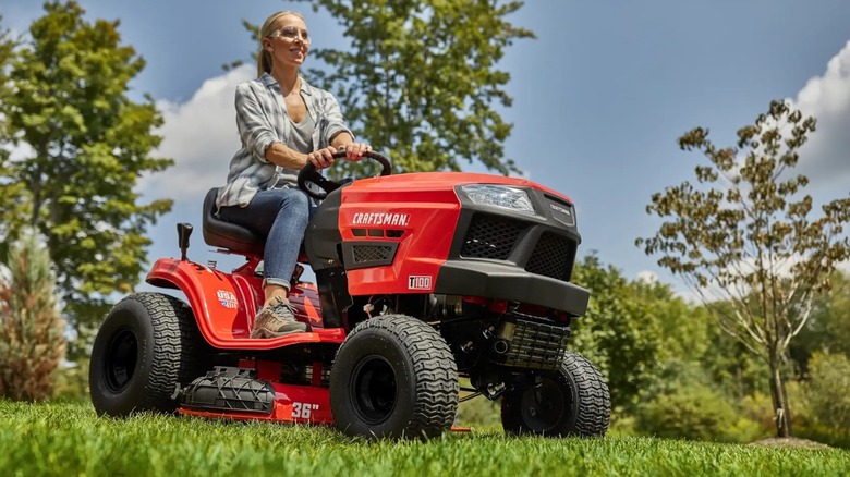 Craftsman 36-inch Gas Riding Mower in use