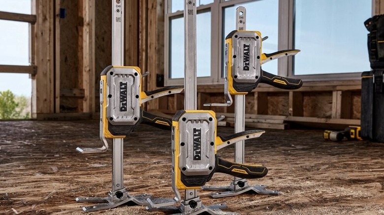 DeWalt jacks and storage in a house under construction