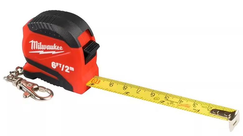 A Milwaukee 6 foot Keychain Compact Tape Measure