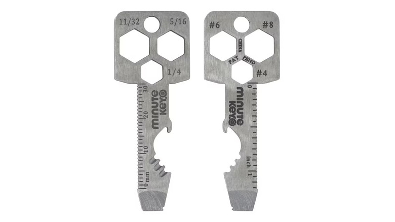 Front and back views of the Minute Key multi-function tool.