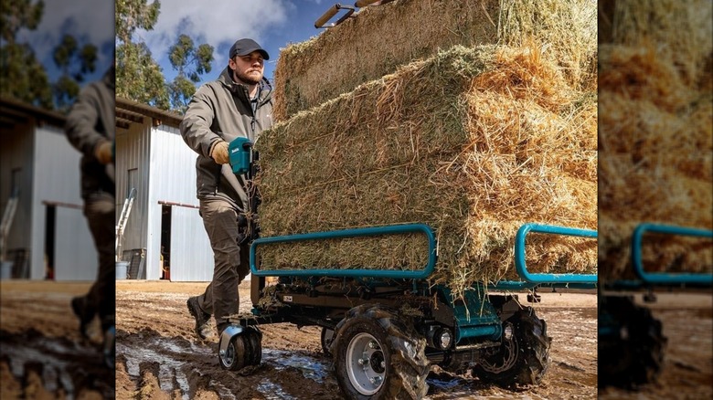 Makita 36V LXT Brushless Material Handling Dump/Pipe Frame carrying hay bales