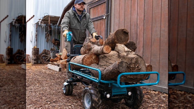 Makita 36V LXT Power-Assisted Pipe Frame Dolly in use