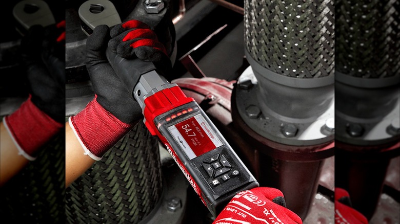 Milwaukee M12 Fuel ½-inch Digital Torque Wrench in use