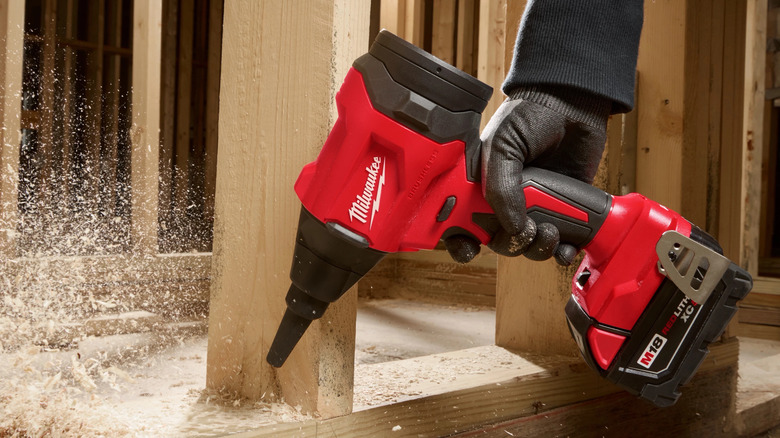 Milwaukee Precision Blower used to blow sawdust