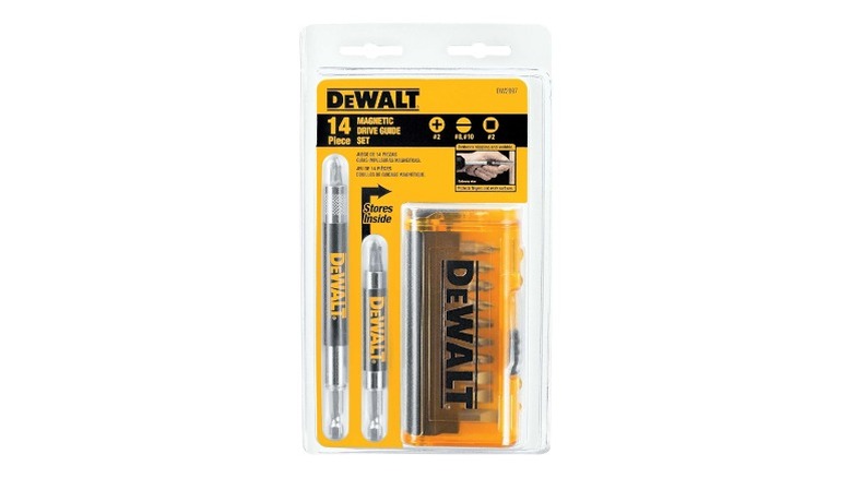 Packed set of DeWalt bits and two holders