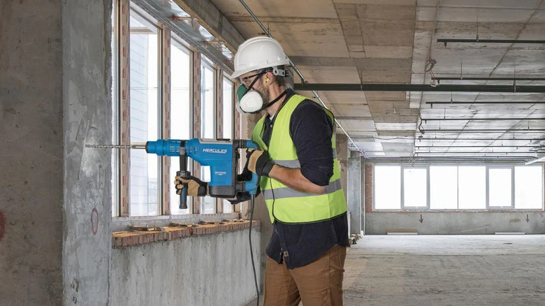 Construction professional using a Hercules rotary hammer
