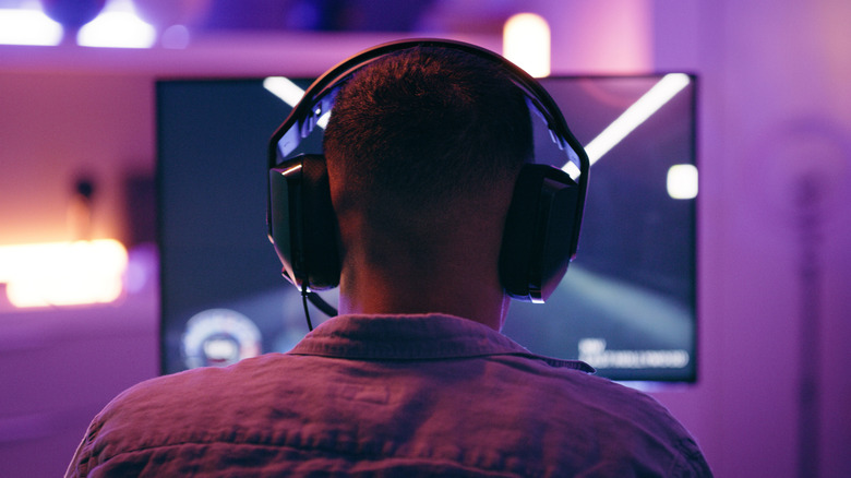 person wearing gaming headset