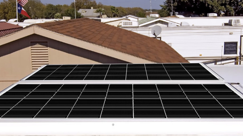 Solar panels sitting on roof