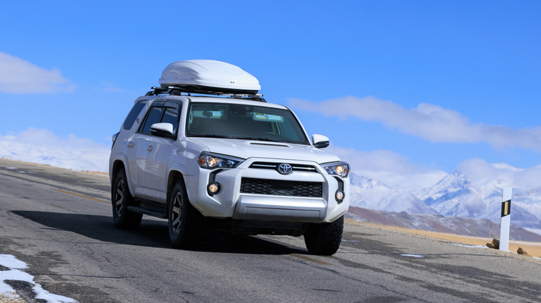 A Toyota 4Runner at a high altitude trail in Tibet