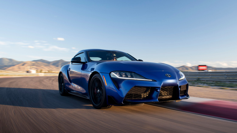2026 Toyota GR Supra driving on racetrack
