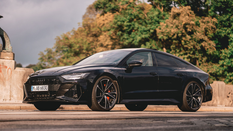 A green 2022 Audi A5 Coupe parked