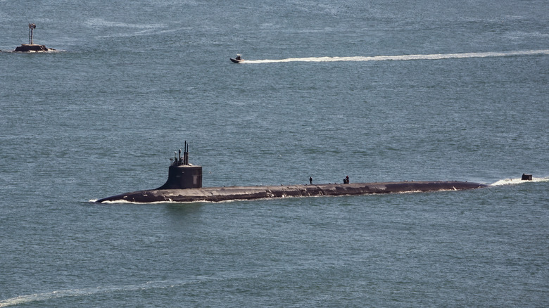 USS Jimmy carter sailing above waterline