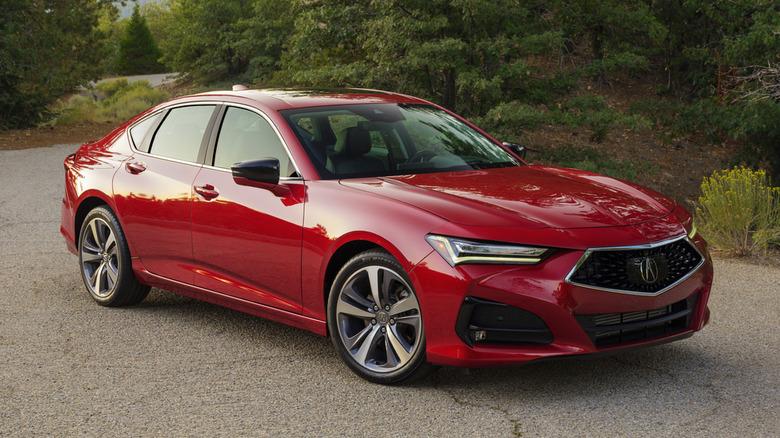 Red Acura TLX parked