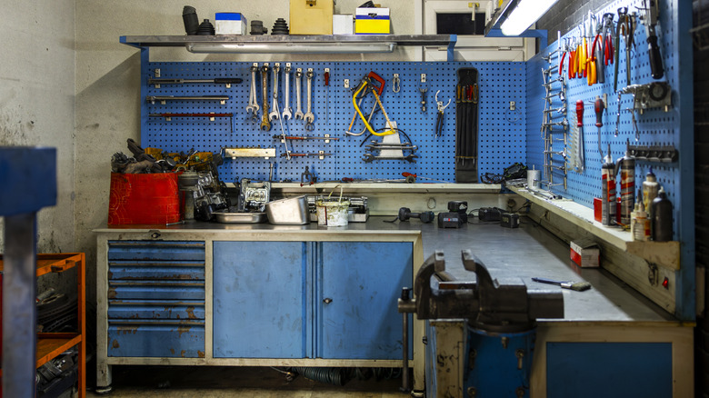a workshop filled with tools