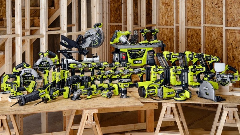 Ryobi displayed in construction zone