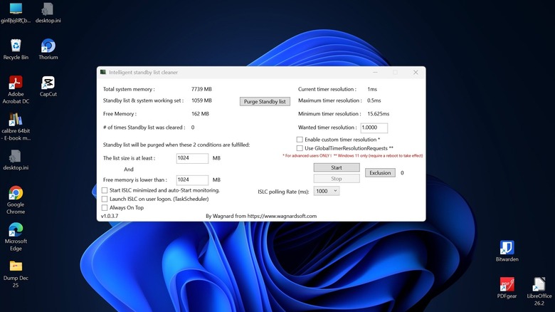 Screenshot of the ISLC app launched on a Windows 11 PC