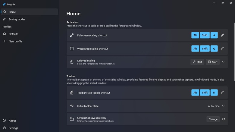 Screenshot of the Magpie app launched on a Windows 11 PC
