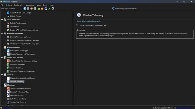 Screenshot of the Winaero Tweaker app launched on a Windows 11 PC