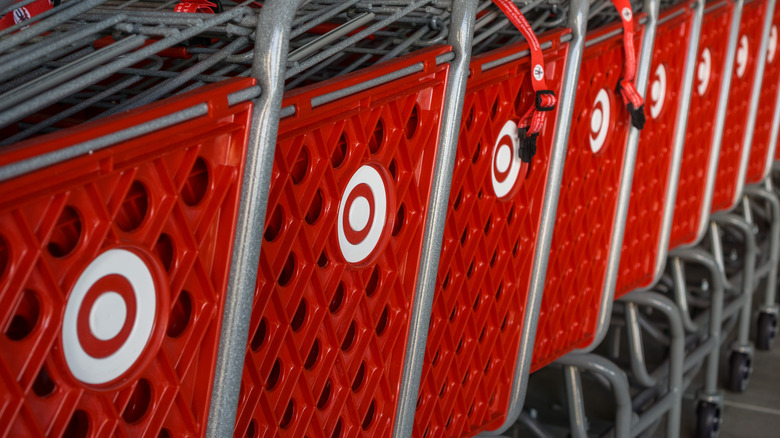 Target shopping carts lined up