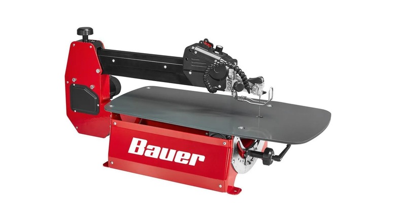 A Bauer 22-Inch Variable Speed Scroll Saw on a white background