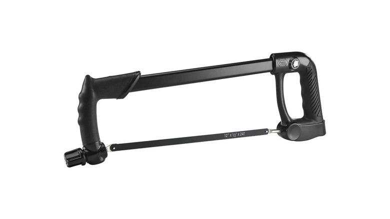 A black Pittsburgh Adjustable Hacksaw on a white background