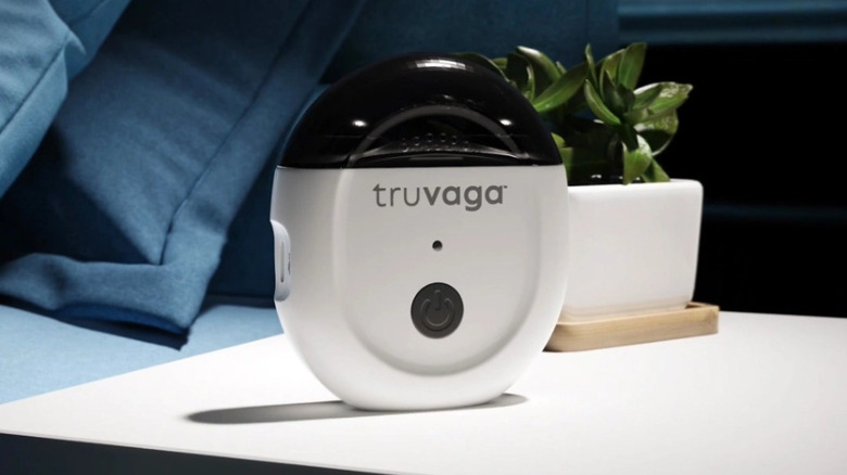 The Truvaga vagus nerve stimulator on a bedside table