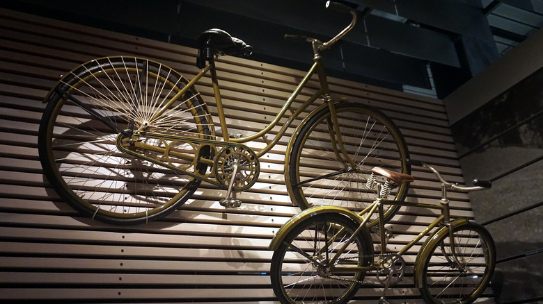Classic Harley-Davidson bicycles on display at the Harley-Davidson museum.