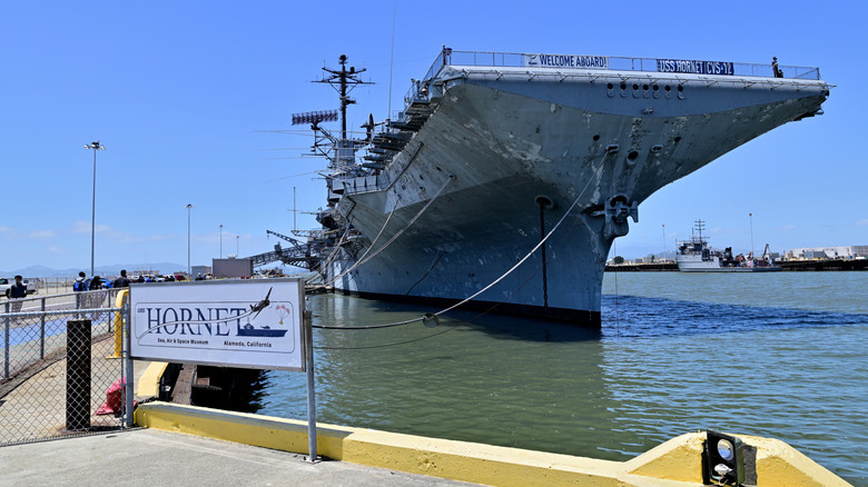 USS Hornet docked off California coast