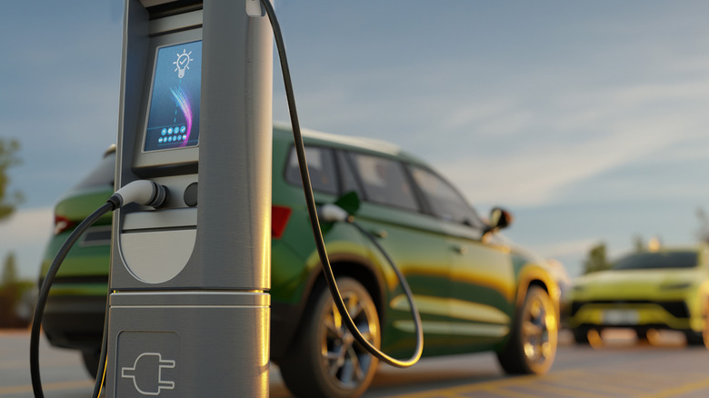 EV plugged into charging station