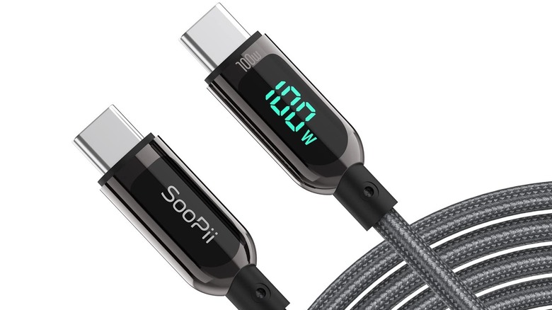 SOOPII 100W 4ft USB C to USB C Cable with LED display