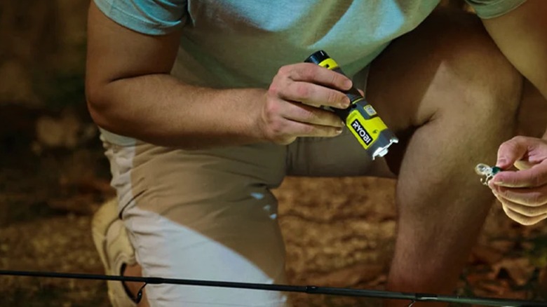 Ryobi USB Lithium LED Flashlight in use