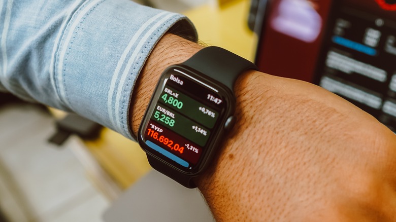 apple watch showing stocks app 