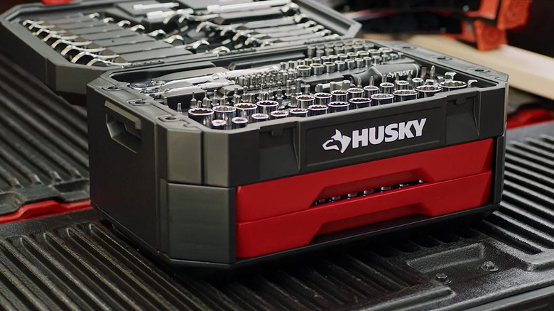 A Husky tool set in a truck bed